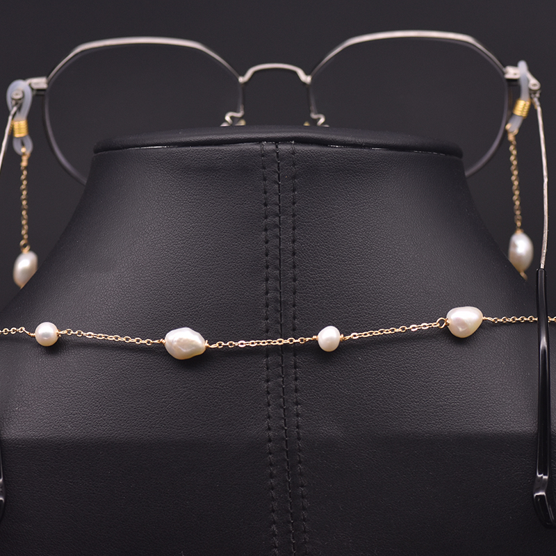 Body Jewelry Necklace - GLSEEVO الطبيعية الباروك اللؤلؤ سلسلة النظارة