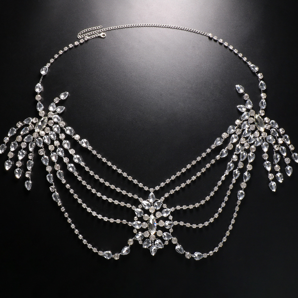قلادة سلسلة كتف زفاف كريستال ب - مراجعة Body Jewelry Necklace وسعره