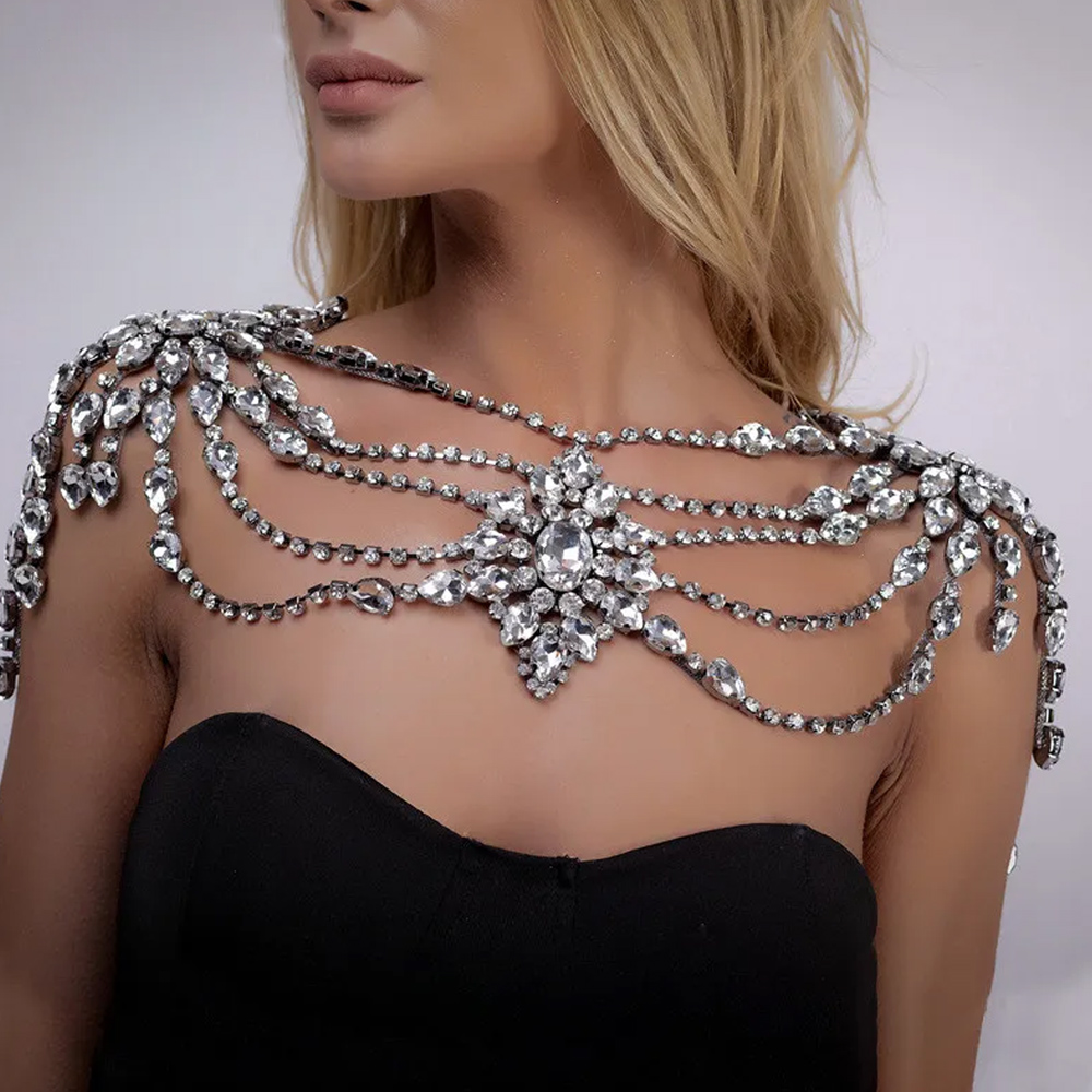 قلادة سلسلة كتف زفاف كريستال ب - مراجعة Body Jewelry Necklace وسعره